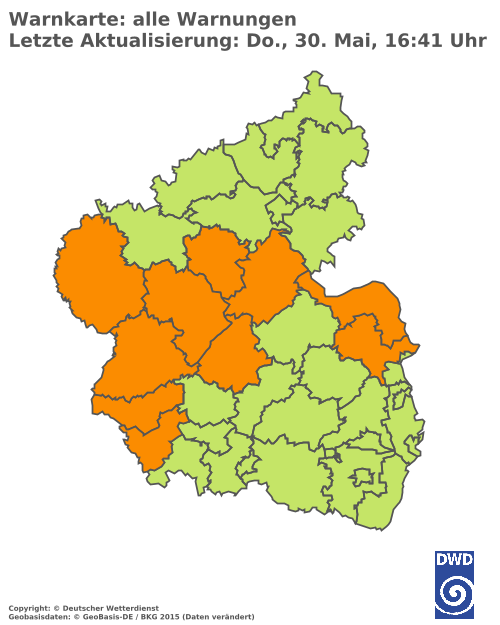 Aktuelle Wetterwarnungen für  Regionalverband Saarbrücken
