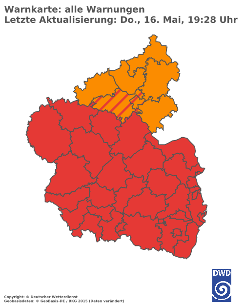 Aktuelle Wetterwarnungen für  Regionalverband Saarbrücken