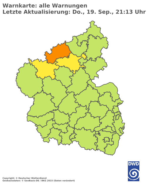 Aktuelle Wetterwarnungen für  Regionalverband Saarbrücken