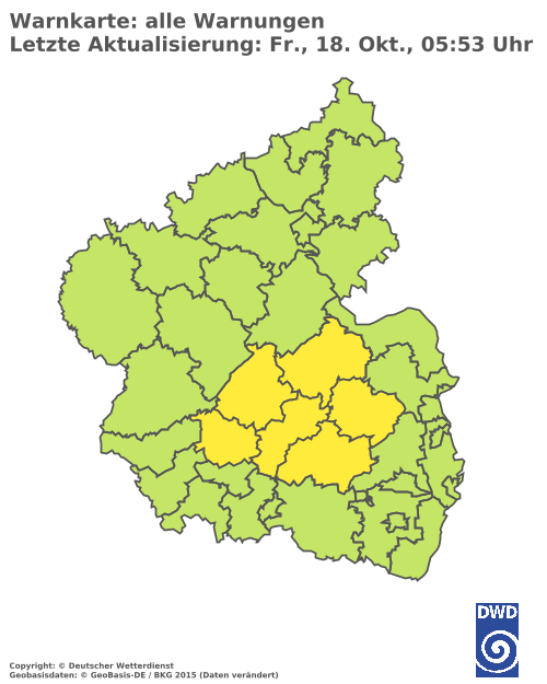 Aktuelle Wetterwarnungen für  Regionalverband Saarbrücken