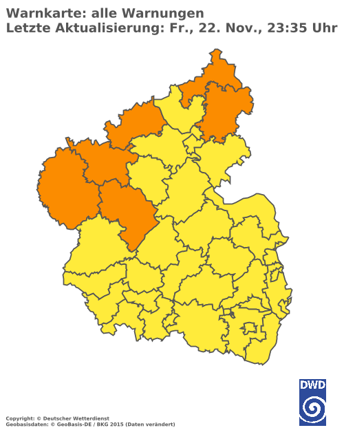 Aktuelle Wetterwarnungen für  Regionalverband Saarbrücken