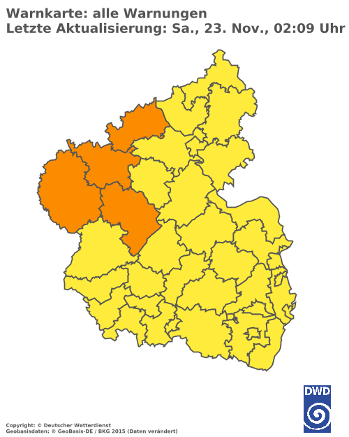 Aktuelle Wetterwarnungen für  Regionalverband Saarbrücken