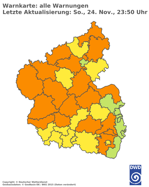 Aktuelle Wetterwarnungen für  Regionalverband Saarbrücken