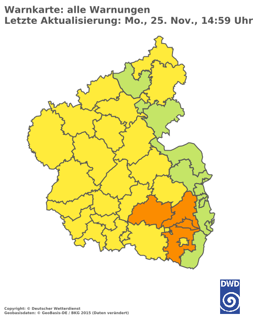 Aktuelle Wetterwarnungen für  Regionalverband Saarbrücken