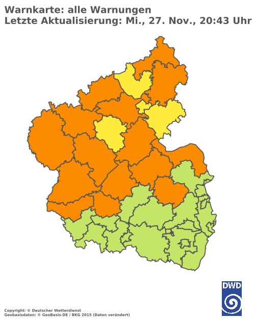 Aktuelle Wetterwarnungen für  Regionalverband Saarbrücken