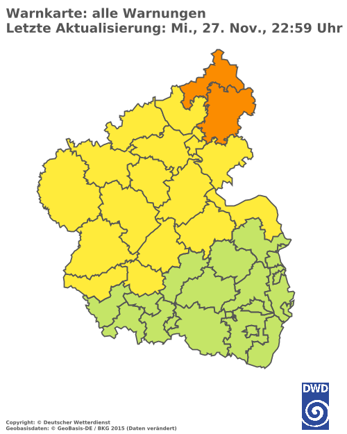 Aktuelle Wetterwarnungen für  Regionalverband Saarbrücken